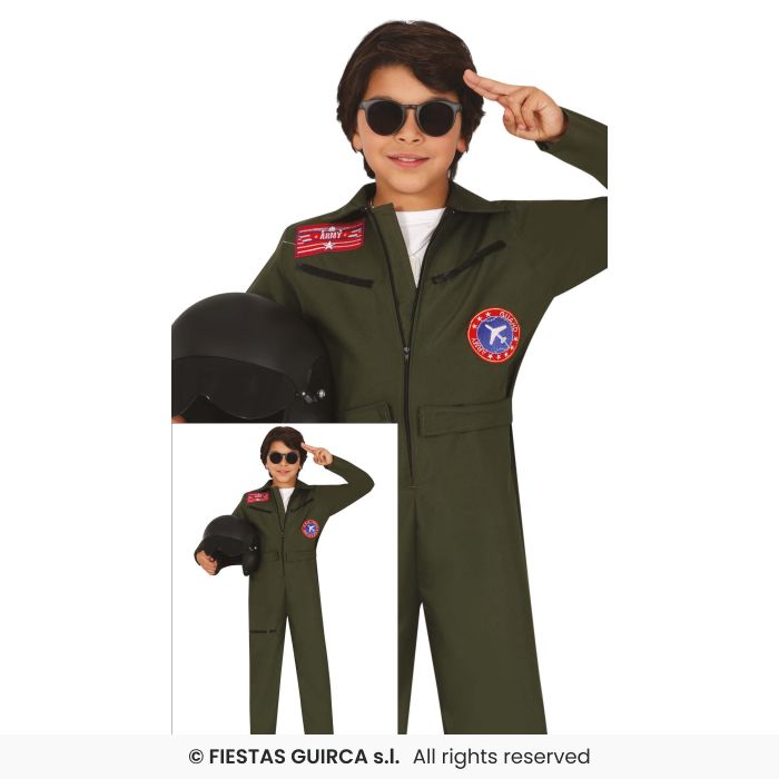 Kids Aviator Costume Pilot Wartime Fancy Dress Occupations Outfit Boys Girls Age 3-12