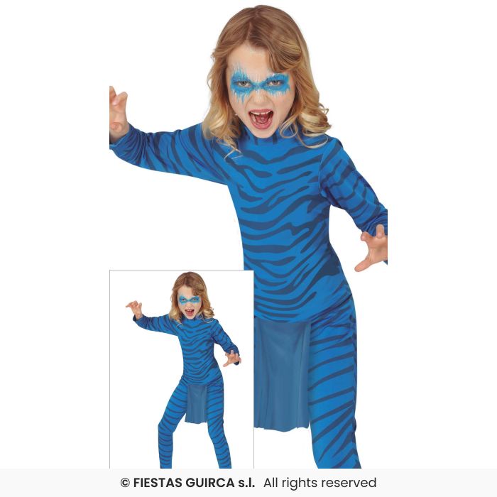 Blue Feline Move Star Kids Mythical Animal Fancy Dress Costume Age 3-12