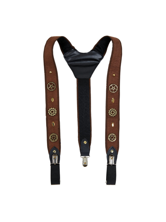 Steampunk Braces Adults Punk Fancy Dress Accessory Brown 1940s Victorian