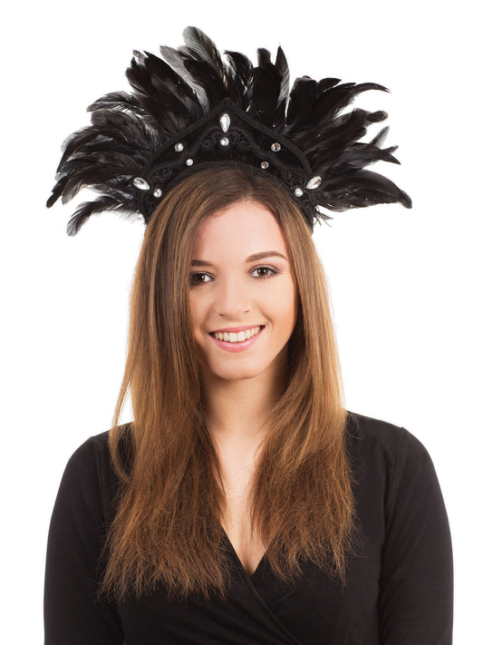 Carnival Headdress Black Feather