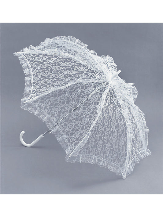 Parasol White Lace Umberella Adults Fancy Dress Prop Wedding Accessory