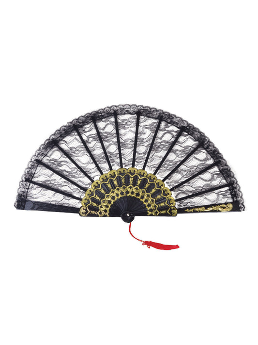 Fan Black Lace Spanish Senorita Fan Lace Burlesque Dancer Fancy Dress Prop