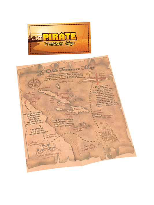 Pirate Treasure Map Fancy Dress Party Prop Pirates Beige Map
