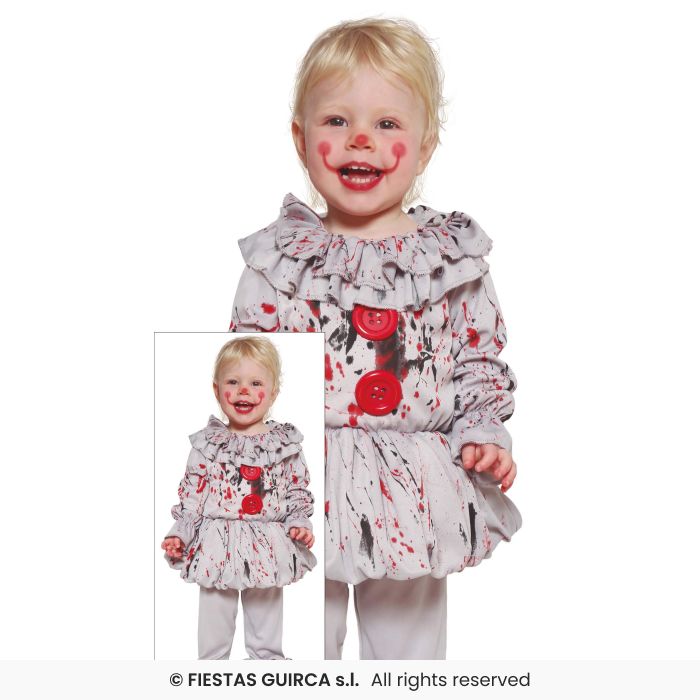 Bad Clown Grey Penny Clown Girls Fancy Dress Costume Boys Toddler Outfit