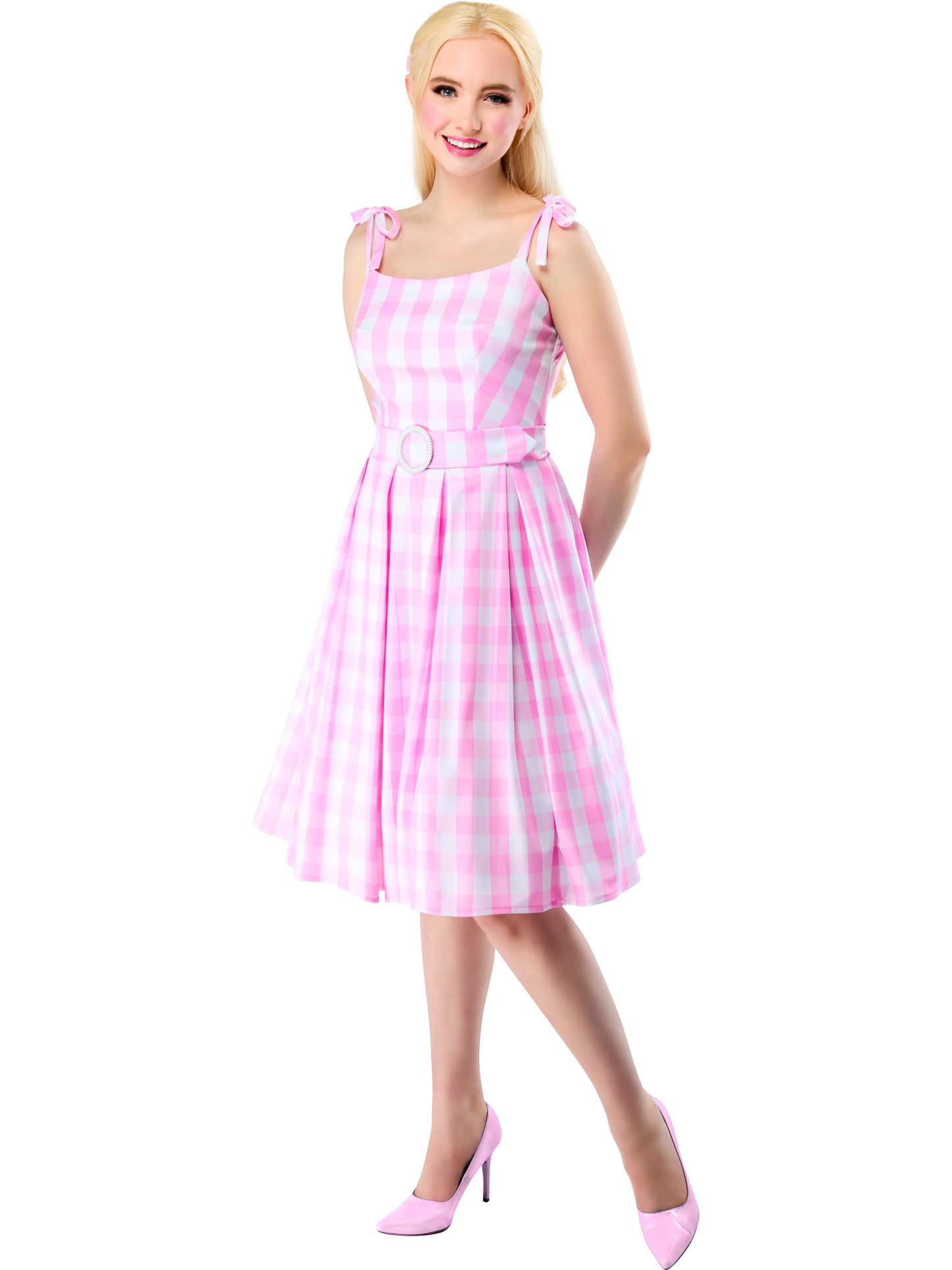 Barbie Perfect Day Costume Adults Licensed Fancy Dress Outfit Checked Dress