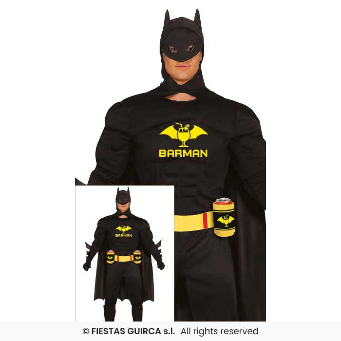 Barman Superhero Bat Mens Fancy Dress Costume Padded Muscle Chest M-XL