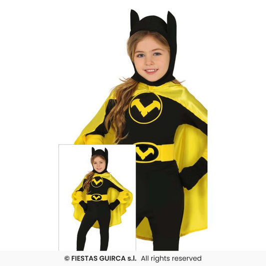 Black Heroine Bat Superhero Girls Film Movie Star Fancy Dress Costume Age 3-12