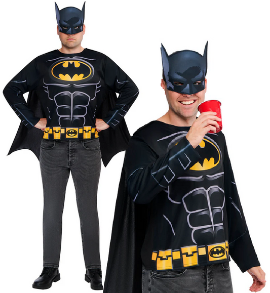 Batman Costume Mens Marvel Superhero Official Fancy Dress Outfit & Mask