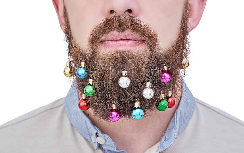 12pc Funny Xmas Beard Baubles