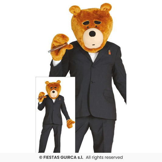 Bear Costume Funny Gloves With Bear Head Mens Fancy Dress Outfit Large
