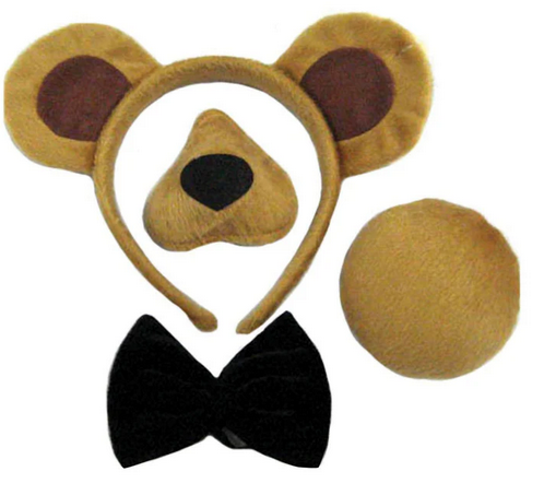 Bear Set Childrens Fancy Dress Nose Book Day Accessory Adults Kids Set