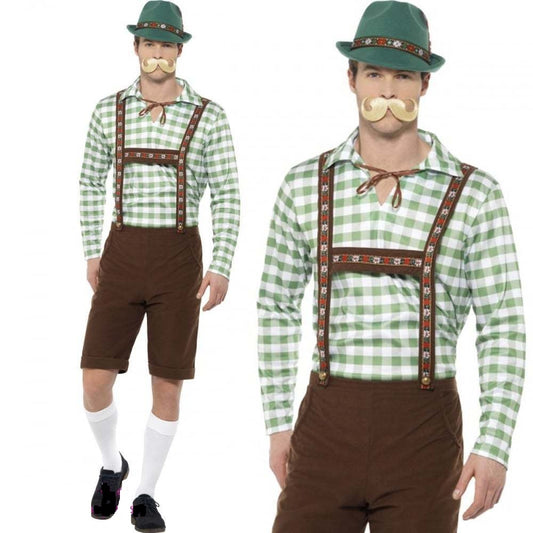 Alpine Bavarian Man German Oktoberfest Lederhosen Adult Mens Fancy Dress M-XL