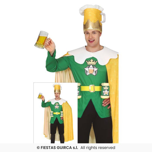 Beer King Mens Novelty Fun Stag Night Superhero Fancy Dress Costume S-XL