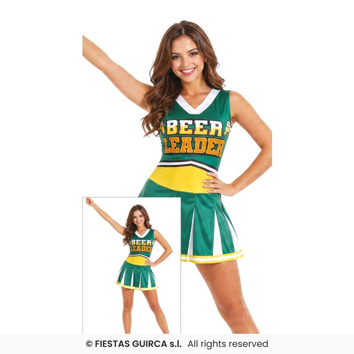 Ladies Beer Leader Novelty Fun Cheerleader Fancy Dress Costume UK 8-16