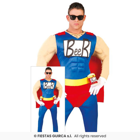 Mens Beer Mens Novelty Fun Padded Superhero Fancy Dress Costume Adults