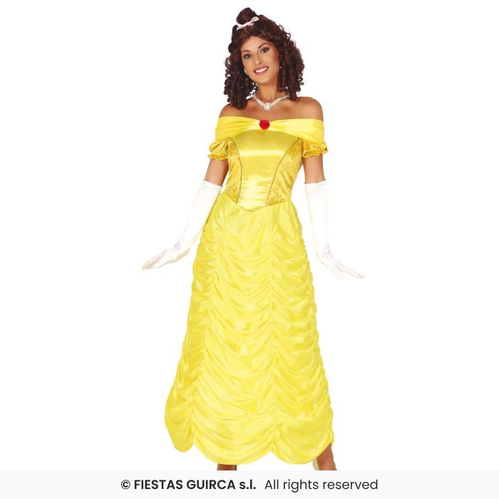 Princess Belle Ladies Fancy Dress Costume Fairytale Storybook Outfit Adults UK 8-18