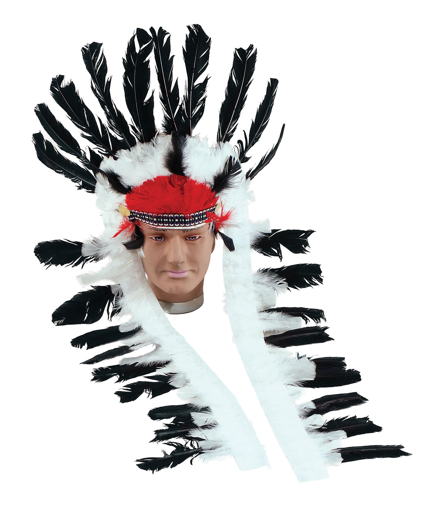 Indian Headdress Long (Black/White)