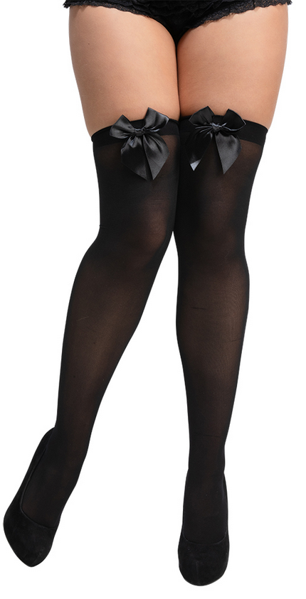 Over The Knee Hold Up Stockings Socks Thigh High With Bows Fancy Dress Ladies