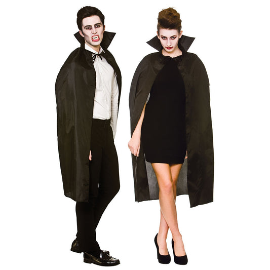 Adult Vampire Black Cape With Collar Halloween Fancy Dress Costume Accessory