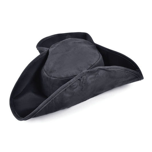 Black Distressed Pirate Hat Fancy Dress Tricorn Accessory Jack Sparrow