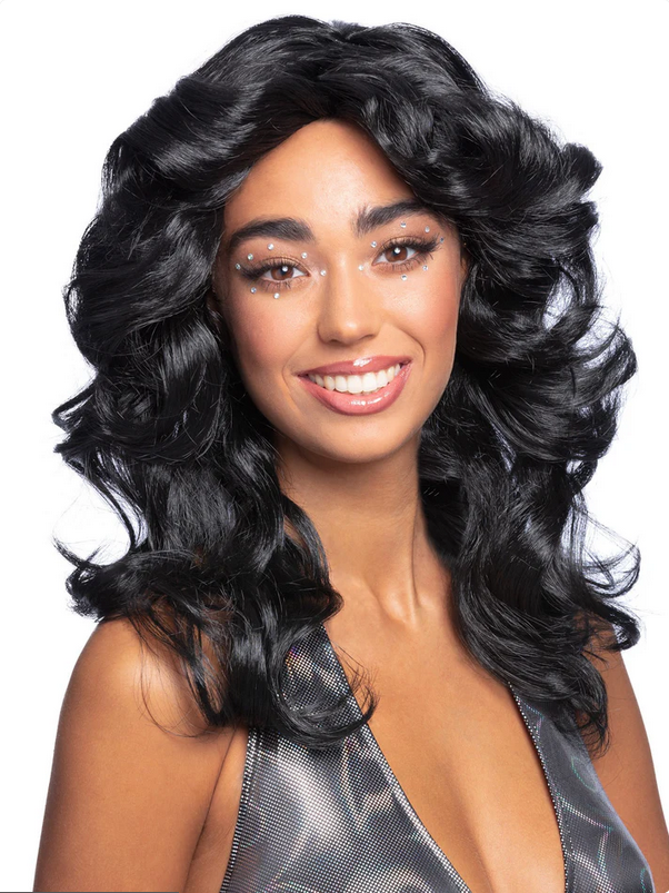 Ladies 70s Wig Blonde Black Brown Fancy Dress Adults Disco Retro Wig Wavy NEW