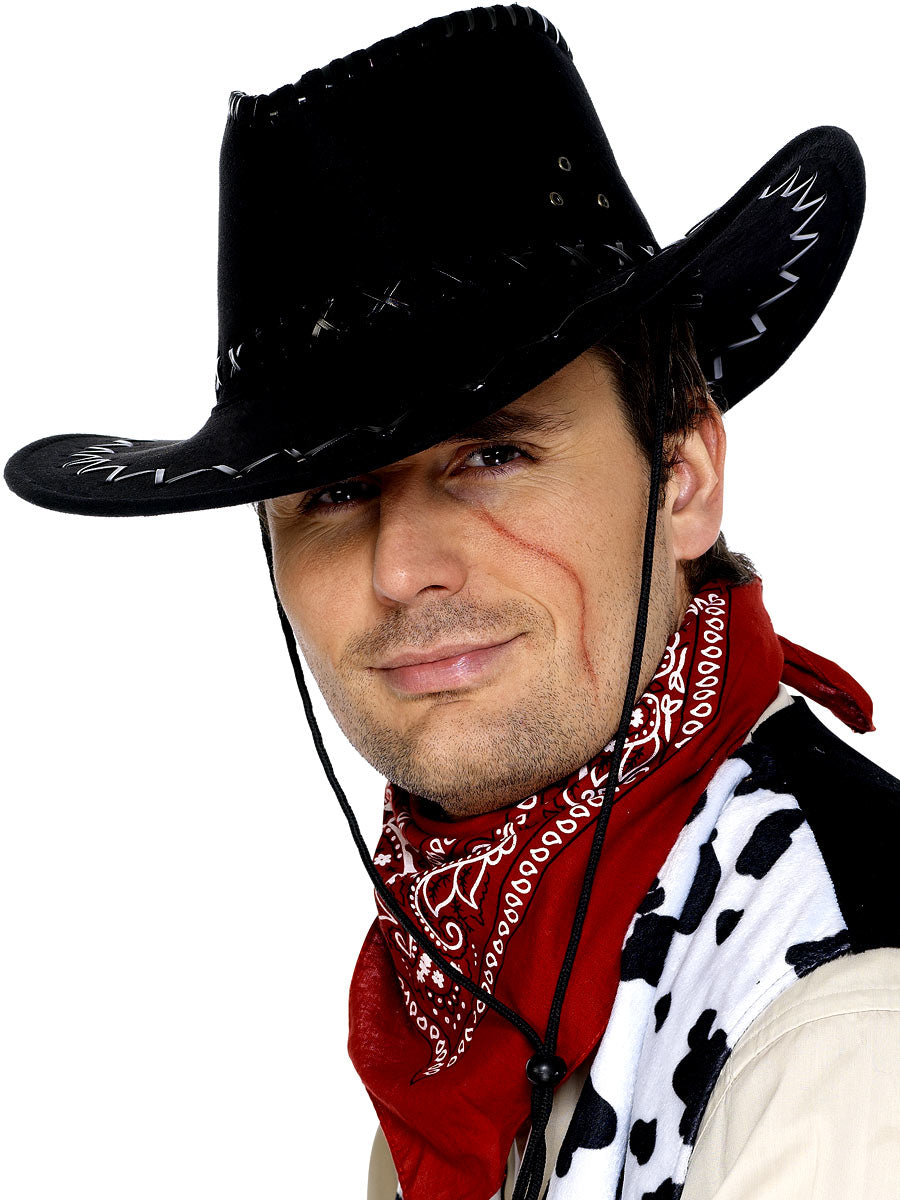 Suede Look Cowboy Hat Cowboys & Indians Western Men's Fancy Dress Costume