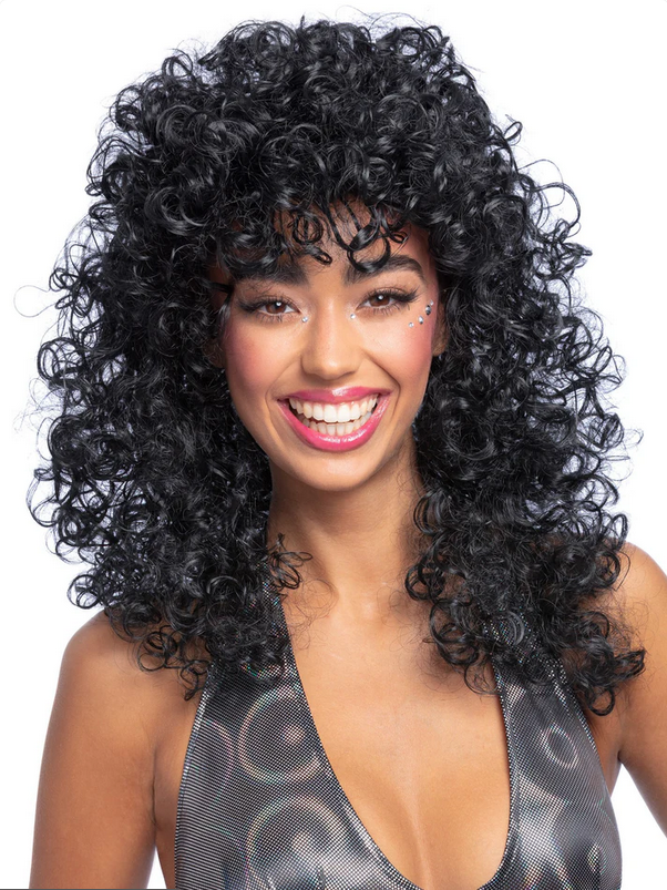 Adult Boogie Babe Wig 60s 70s 80s Fancy Dress Costume Ladies Womens New