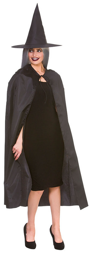 Witches Cape & Hat Ladies Halloween Witch Fancy Dress Accessory Kit