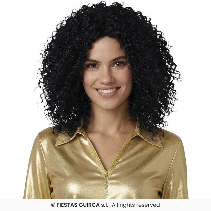 Brown Or Black Curly Wig Tight Curl Ladies Fancy Dress Accessory Adults