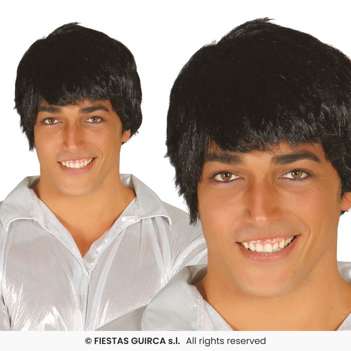 Mens Short Straight Wig Adults Black Guy Wig Fancy Dress Accessory