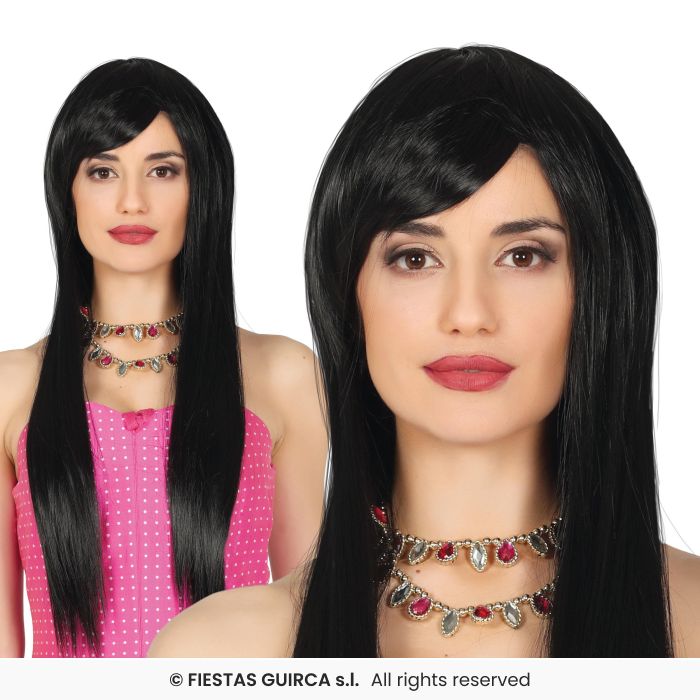 Ladies Long Straight Wig With Fringe Colour Fancy Dress Wig Adults