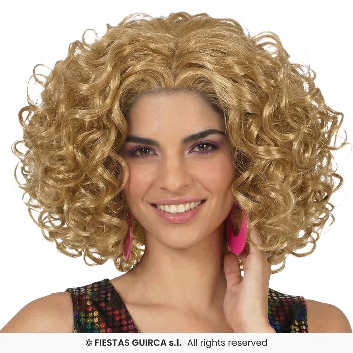 Mid Length Curly Wig Ladies 80s Perm Wig Fancy Dress Accessory Adults
