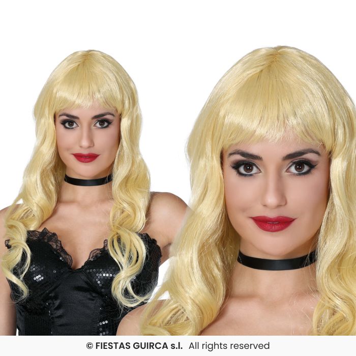 Ladies Long Blonde Wavy Wig With Fringe Fancy Dress Adults Accessory