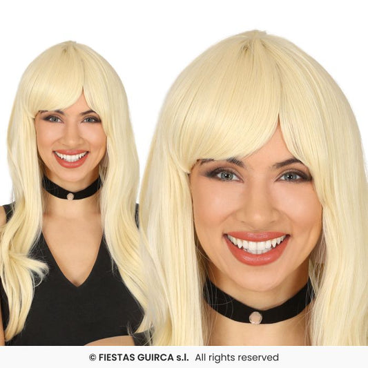 Extra Long Blonde Wig Deluxe Quality Ladies Fancy Dress Blonde Fringed Wig