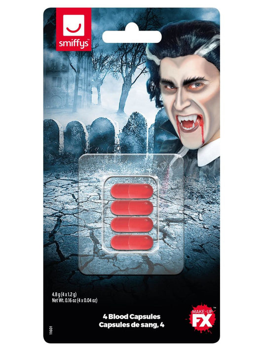 4 x Blood Capsules Halloween Horror Liquid Make Up Fancy Dress Accessory Fake Blood