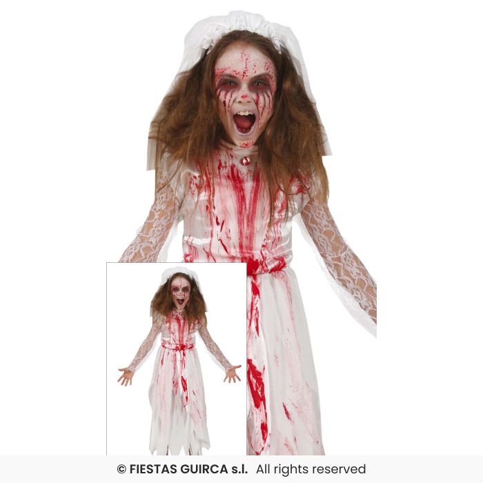 Bloody Bride Girls Halloween Killer Bride Fancy Dress Costume Kids Age 3-12