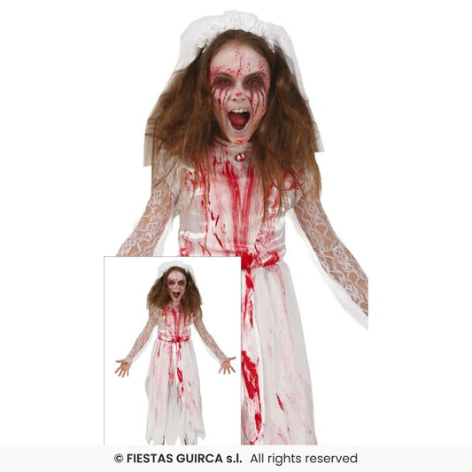Bloody Bride Girls Halloween Killer Bride Fancy Dress Costume Kids Age 3-12