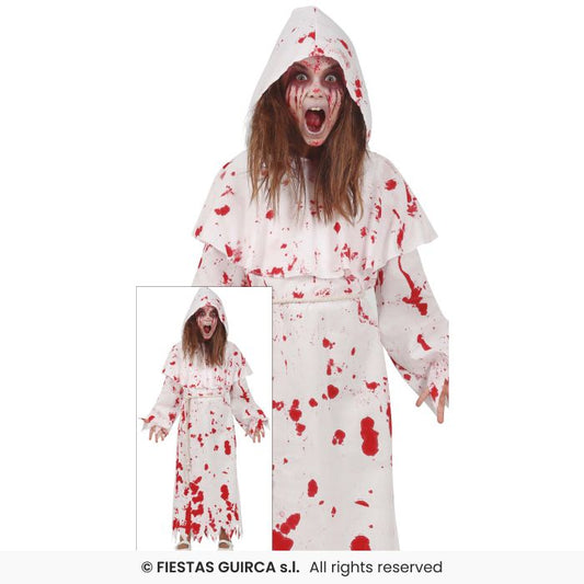 Bloody Monk Costume Kids Zombie Halloween Fancy Dress Outfit Boys Girls Age 3-12