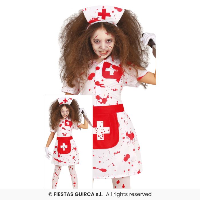 Kids Zombie Nurse Costume Girls Halloween Fancy Dress Nurses Outfit Age 3-12