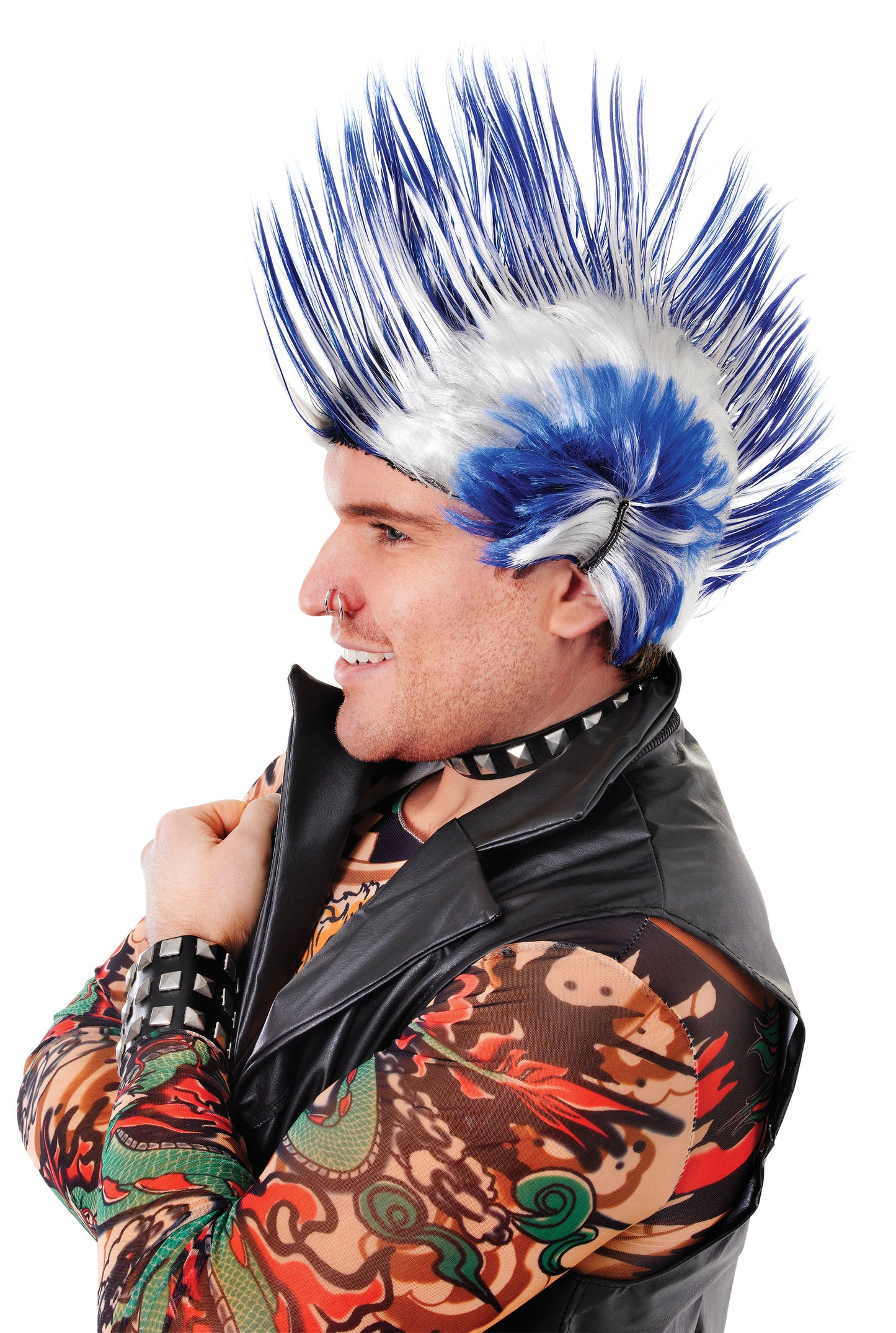 Mohican Blue/White Wig