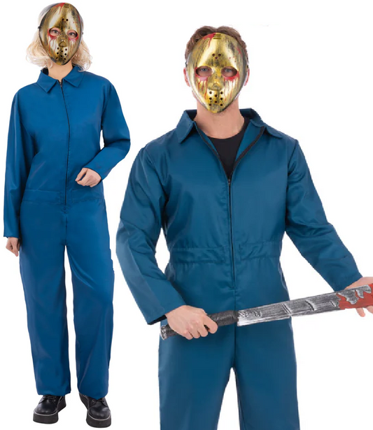 Navy Boiler Suit Costume Blue Overalls Jumpsuit Fancy Dress Costume Jason