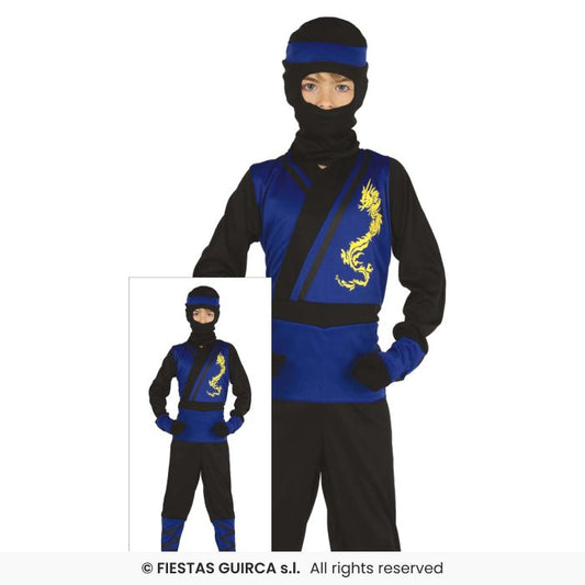 Blue Boys Ninja Martial Arts Chinese Ninjas Fancy Dress Costume Boys Age 3-12