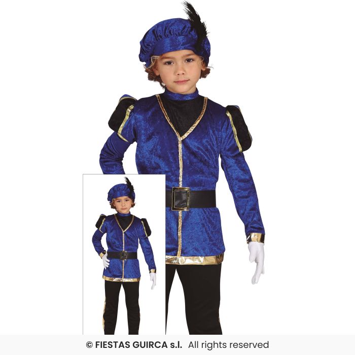 Boys Tudor Costume Blue Page Medieval Fancy Dress Outfit Book Day Age 3-12