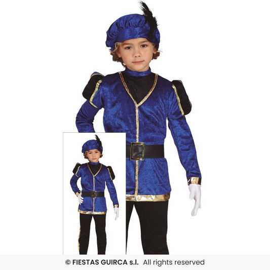 Boys Tudor Costume Blue Page Medieval Fancy Dress Outfit Book Day Age 3-12