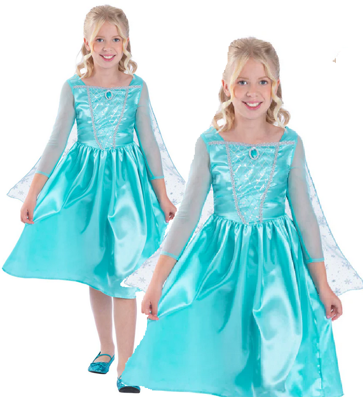 Ice Princess Girls Costume Fairytale Fancy Dress Outfit Book Day Age 4-12
