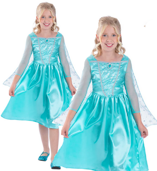 Ice Princess Girls Costume Fairytale Fancy Dress Outfit Book Day Age 4-12