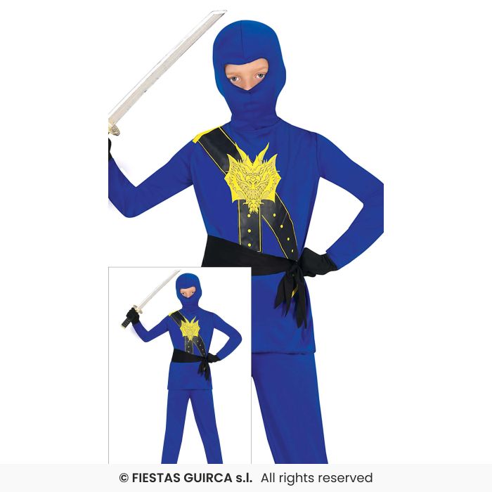 Blue Warrior Boys Ninja Martial Arts Chinese Ninjas Fancy Dress Costume Boys Age 3-12