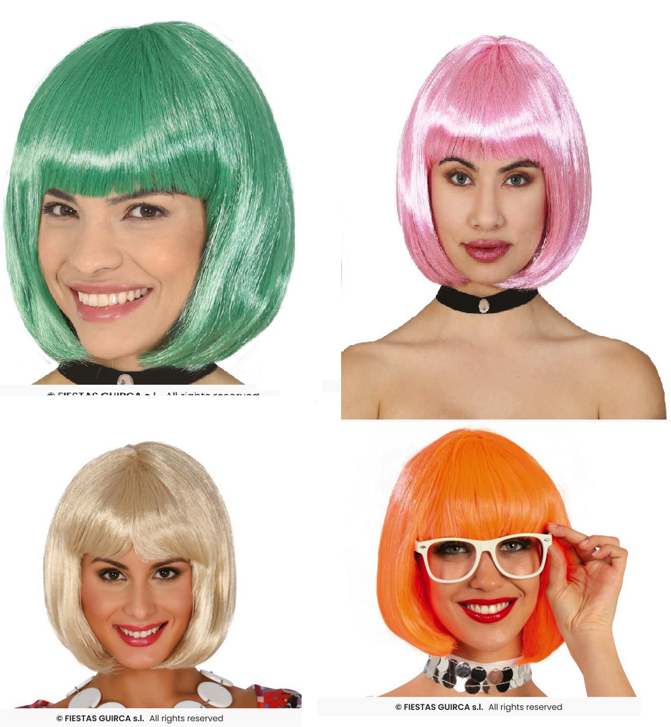 Ladies Short Bob Wig Adults Fancy Dress Glamour Wig Short Fringed Wig