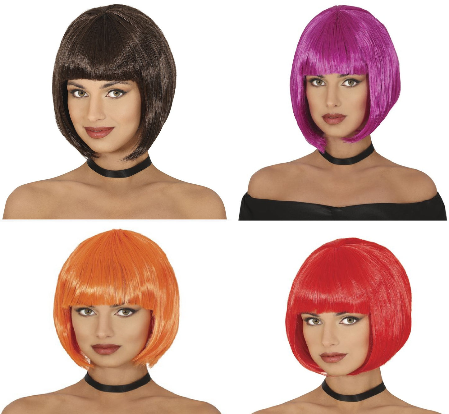 Short Bob Wig With Fringe Ladies Fancy Dress Accessory Coloured Bobs