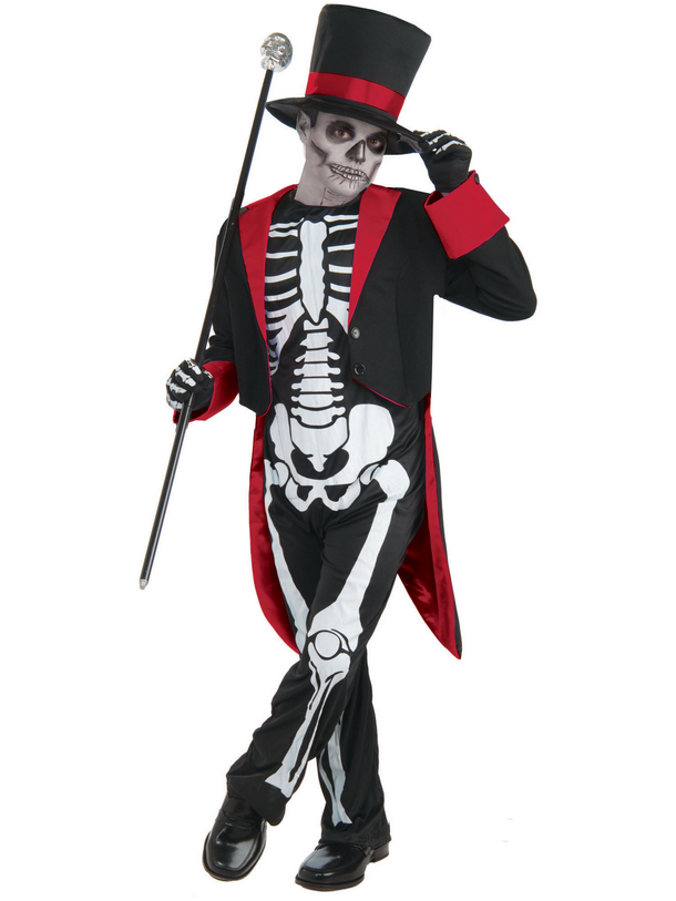 Mr Bone Jangles Boys Skeleton Day Of The Dead Halloween Fancy Dress Costume Kids